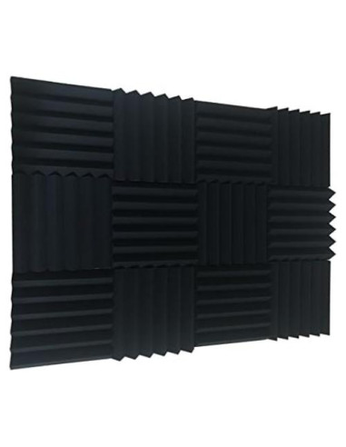 Paquete de 12 Paneles Acústicos de Espuma Negra 5.08x30.48 cm