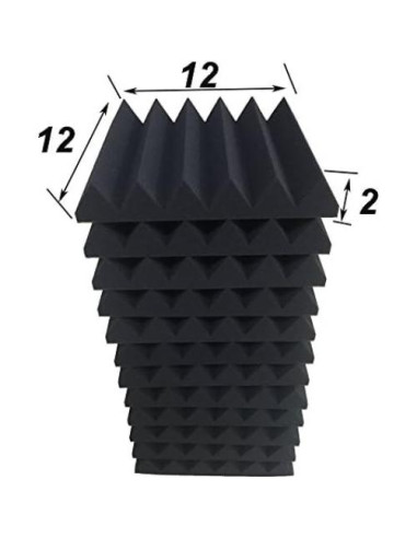 Paquete de 12 Paneles Acústicos de Espuma Negra 5.08x30.48 cm