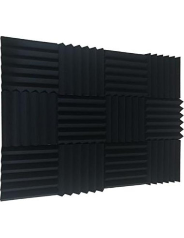 Paquete de 12 Paneles Acústicos de Espuma Negra 5.08x30.48 cm