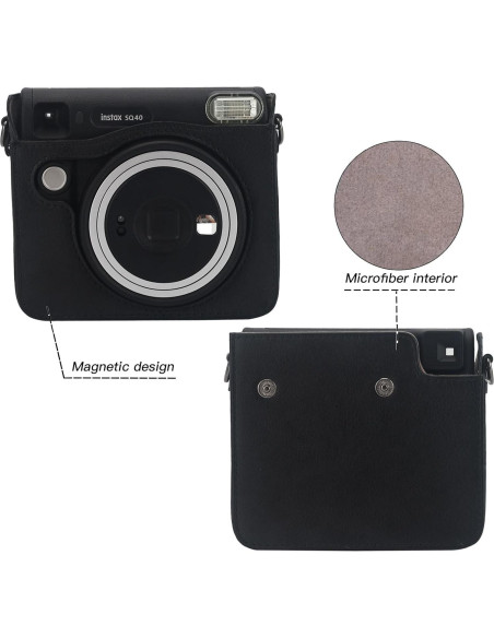 Funda de cámara Frankmate para Fujifilm Instax SQ40/SQ1 - Cuero PU negro