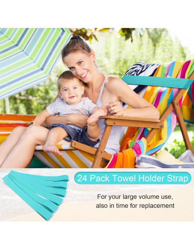 Jexine 24 Bandas Elásticas para Toallas de Playa Verde 40x4 cm