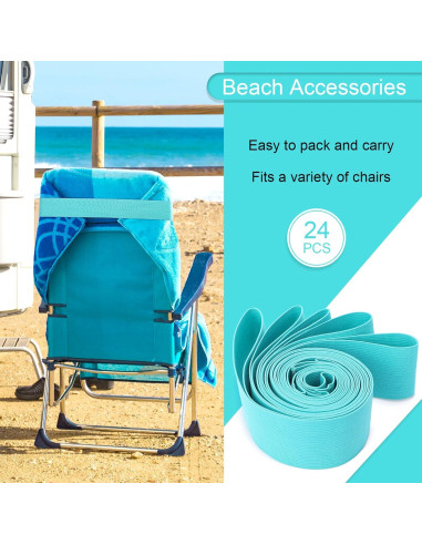 Jexine 24 Bandas Elásticas para Toallas de Playa Verde 40x4 cm