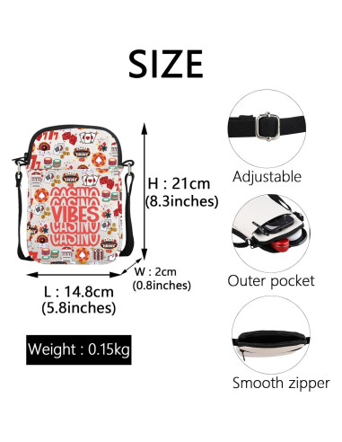 Bolsa Cruzada MEIKIUP Vibes Casino 14.8x21cm Regalo Original