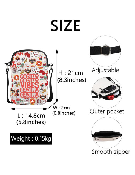 Bolsa Cruzada MEIKIUP Vibes Casino 14.8x21cm Regalo Original