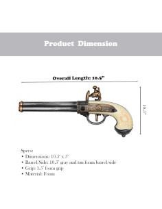 Réplica de Pistola de Flintlock Italiana de Espuma 26.67 cm 2