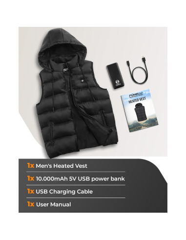 Chaleco Térmico Ligero Foxelli para Hombre - 4 Zonas Calefacción