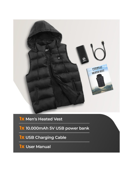 Chaleco Térmico Ligero Foxelli para Hombre - 4 Zonas Calefacción
