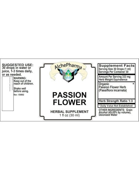 Tintura de Flor de Pasión Orgánica AlchePharma 30 ml 1:3