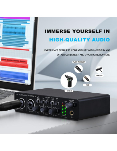 Interfaz de Audio USB BOMGE U204 2x2 para PC y Mac 32Bit/192kHz