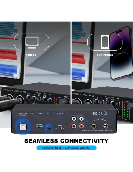 Interfaz de Audio USB BOMGE U204 2x2 para PC y Mac 32Bit/192kHz