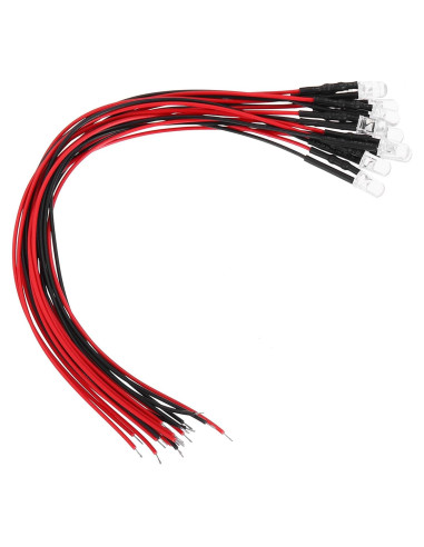 10 LEDs Pre Cableados 5mm uxcell RGB Parpadeo Lento 20cm