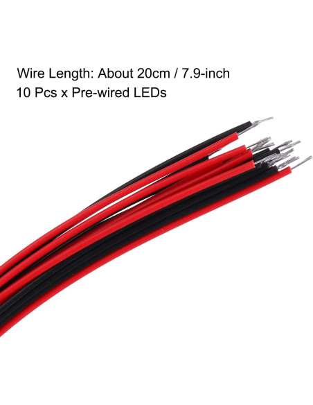 10 LEDs Pre Cableados 5mm uxcell RGB Parpadeo Lento 20cm