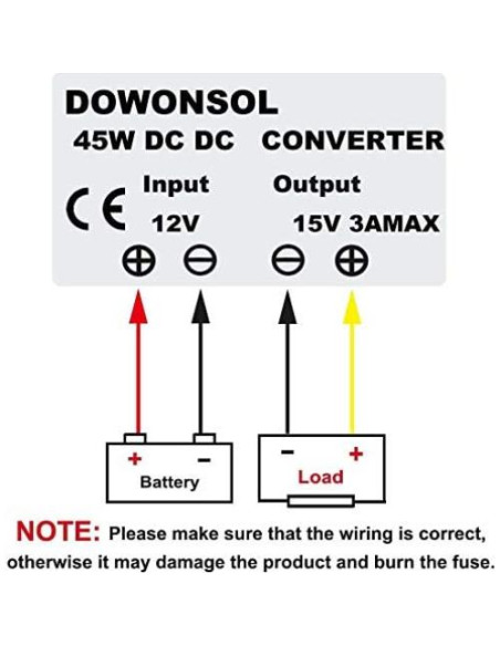 Convertidor de Voltaje DC NW 12V a 15V 3A 45W Impermeable