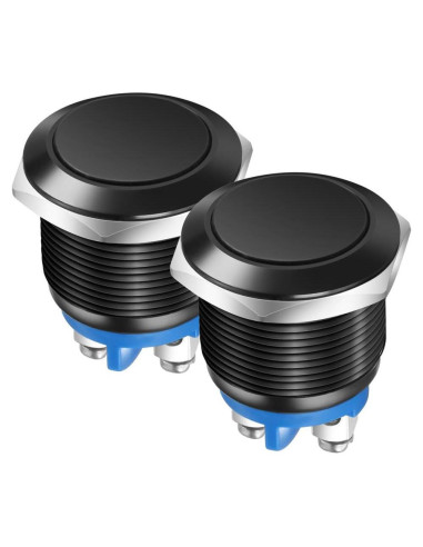 Interruptor Momentáneo IP65 22mm 3A 12V 24V 36V 110V 250V Aluminio Negro