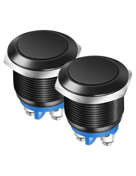 Interruptor Momentáneo IP65 22mm 3A 12V 24V 36V 110V 250V Aluminio Negro