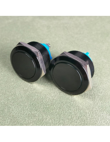 Interruptor Momentáneo IP65 22mm 3A 12V 24V 36V 110V 250V Aluminio Negro