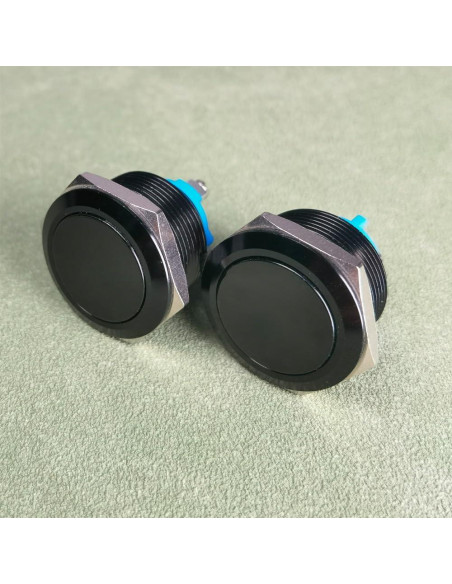 Interruptor Momentáneo IP65 22mm 3A 12V 24V 36V 110V 250V Aluminio Negro