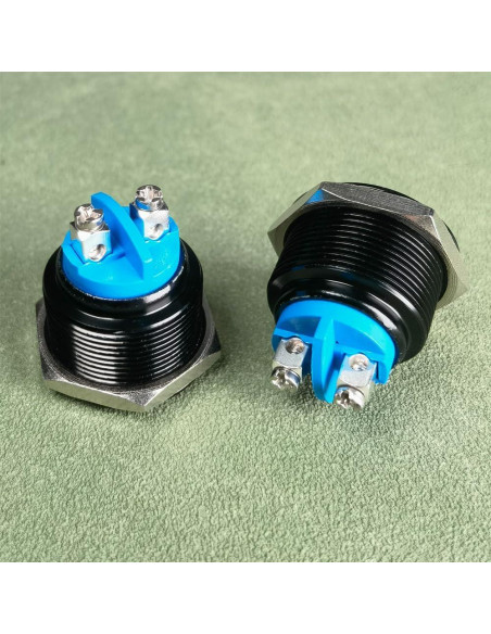 Interruptor Momentáneo IP65 22mm 3A 12V 24V 36V 110V 250V Aluminio Negro