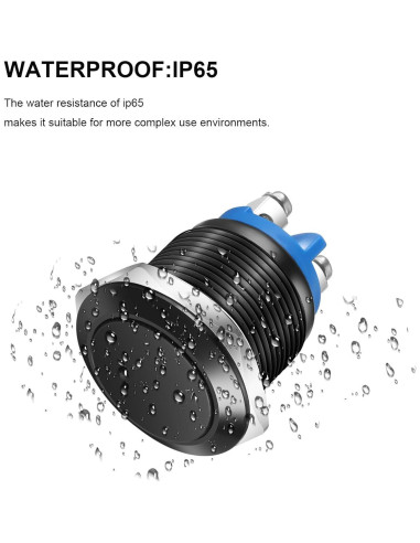 Interruptor Momentáneo IP65 22mm 3A 12V 24V 36V 110V 250V Aluminio Negro