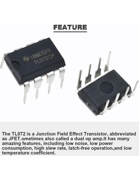 Amplificador Operacional TL072CP DAOKAI Paquete de 12