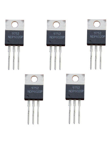 5 Transistores MOSFET NDP6020P P-CH 20V 24A TO-220