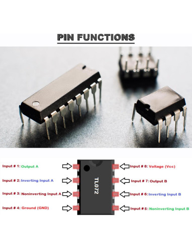 Amplificador Operacional TL072CP DAOKAI Paquete de 12