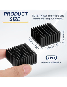 Disipador de Aluminio PATIKIL 40x40x20mm 3 Pcs Negro 2