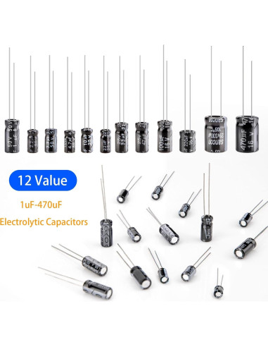Kit de 200 Capacitores Electrolíticos Aluminio Petutu 0.1uF-1000uF