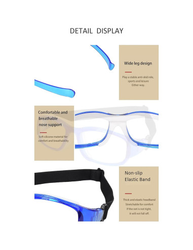 Gafas Deportivas TR90 Azul Mar con Lentes Reemplazables