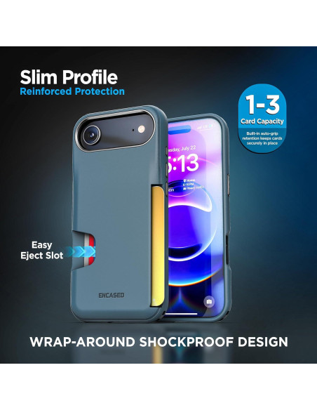 Funda Cartera Encased para iPhone Air - TPU Azul, 1-3 Tarjetas