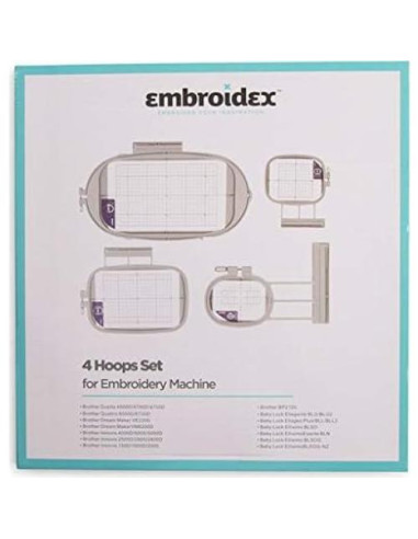 4 Aros de Bordado Embroidex para Máquinas Brother y Babylock