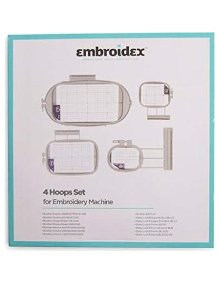 4 Aros de Bordado Embroidex para Máquinas Brother y Babylock