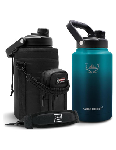 Botella de Agua Aislada NATURE PIONEOR 128 oz Azul Malachite