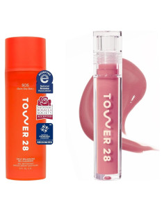 Brillo de Labios Lechoso Tower 28 + Gel Limpiador SOS 150 ML