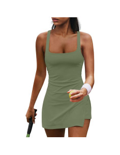Vestido Deportivo Yanekop para Mujeres con Pantalones Cortos Verde Matcha 2