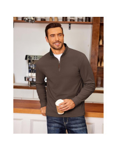 Sudadera de Forro Polar COOFANDY para Hombre Cuello 1/4 Manga Larga 2