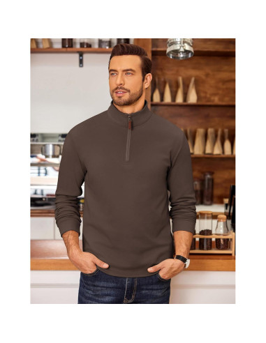 Sudadera de Forro Polar COOFANDY para Hombre Cuello 1/4 Manga Larga