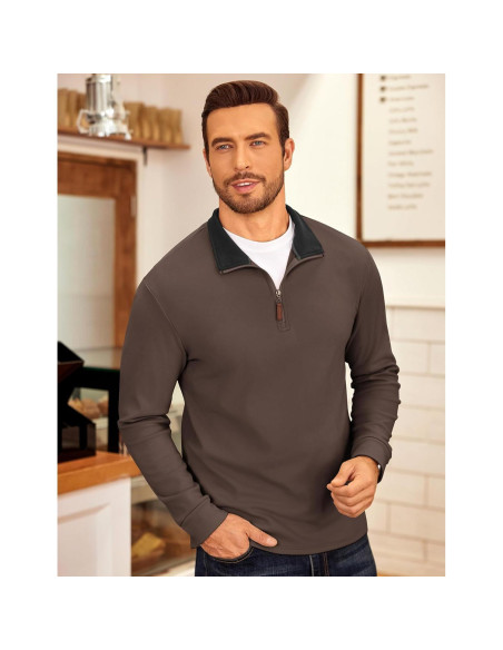 Sudadera de Forro Polar COOFANDY para Hombre Cuello 1/4 Manga Larga
