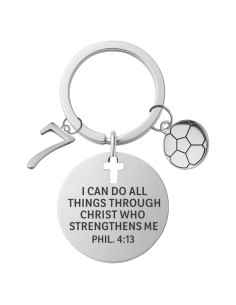 Llavero de Fútbol Cristiano Acero Inoxidable Filipenses 4:13