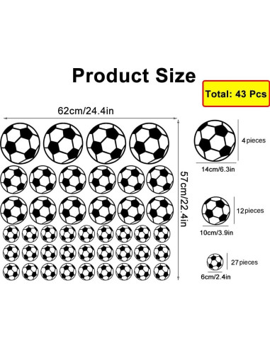 Calcomanías de Fútbol SITAKE 43 Pcs Vinilo Impermeable