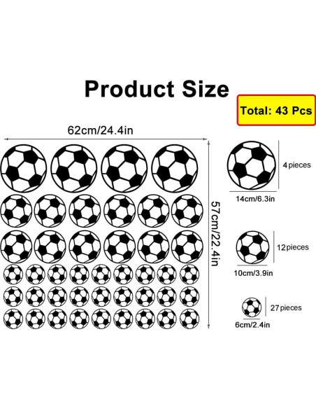Calcomanías de Fútbol SITAKE 43 Pcs Vinilo Impermeable