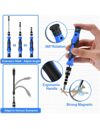 Juego de Destornilladores de Precisión GLOPUS 60 Puntas Negro