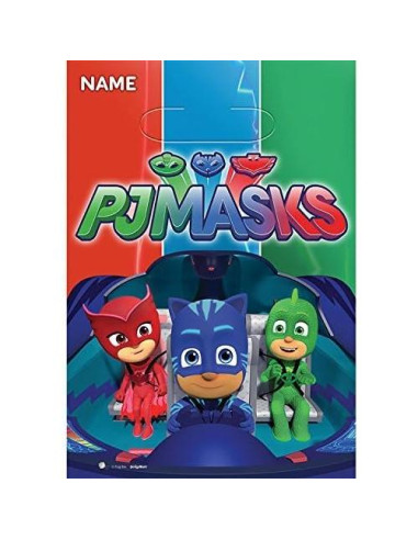 Suministros Fiesta Cumpleaños PJ Masks - 16 Bolsas + Stickers