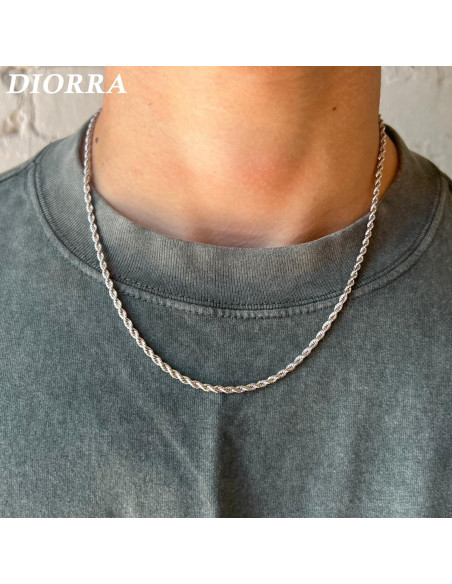 Collar de Plata Esterlina 925 para Hombres - 2 Piezas 50.8cm y 55.88cm