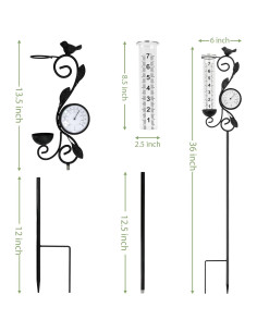Medidor de Lluvia y Termómetro YNGFIL 32" Decorativo 2