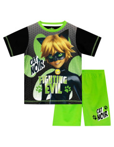 Pijamas para Niños Cat Noir Miraculous Ladybug Verde Lima
