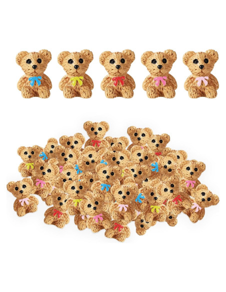 50 Mini Ositos de Resina Multicolor Lyreh 1.8cm Decoración