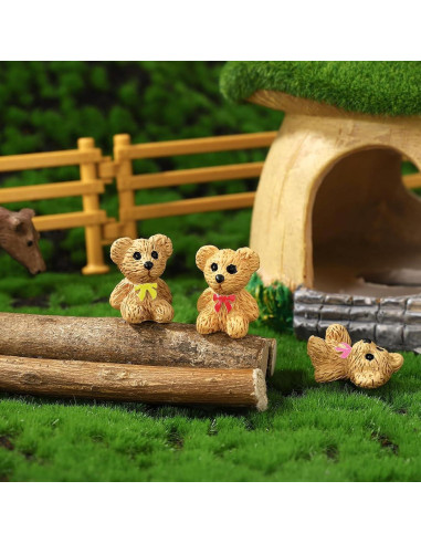 50 Mini Ositos de Resina Multicolor Lyreh 1.8cm Decoración