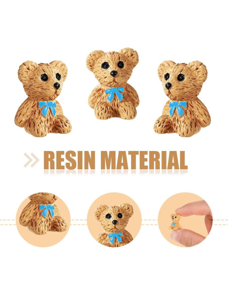 50 Mini Ositos de Resina Multicolor Lyreh 1.8cm Decoración