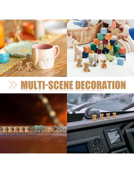 50 Mini Ositos de Resina Multicolor Lyreh 1.8cm Decoración